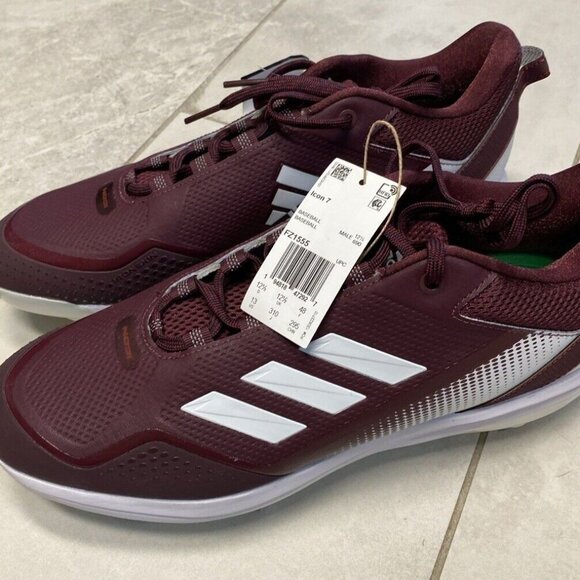 Adidas Icon 7 Metal Baseball Cleats Mens Size 13 Burgundy Red White FZ1555 New - Picture 2 of 11